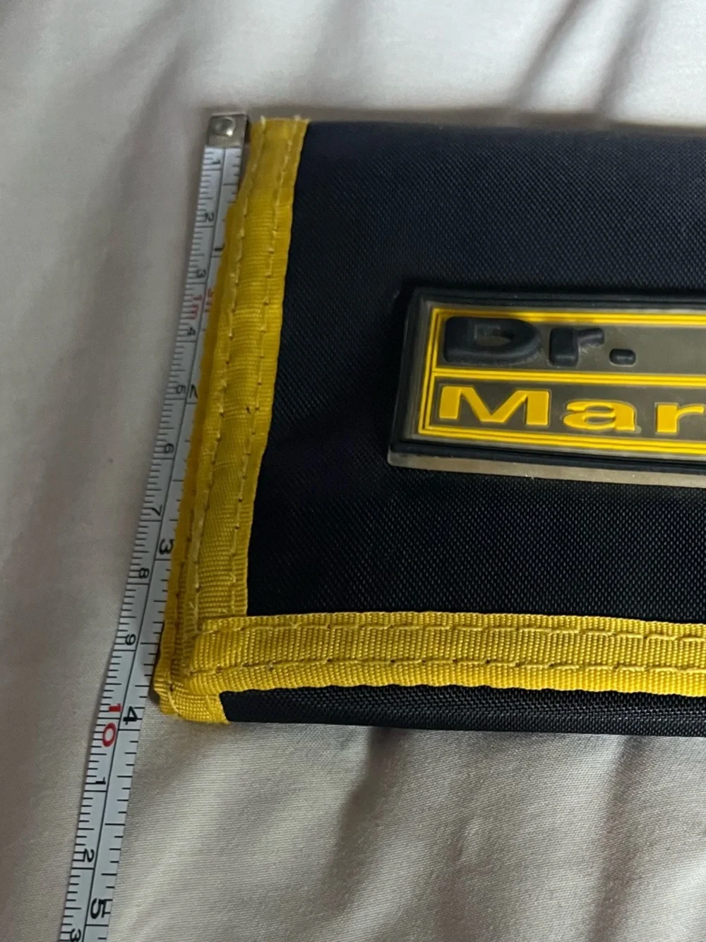 MAKE AN OFFER DR MARTENS VINTAGE Black & Yellow Nylon Velcro Trifold Wallet